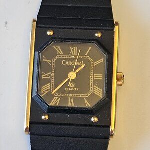 Vintage Cardinal Quartz Gold-Tone & Matte Black Watch